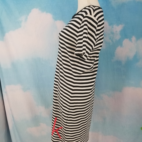 Calvin Klein Stripe Tee Dress Logo Front - Medium  NWT - Picture 7 of 9